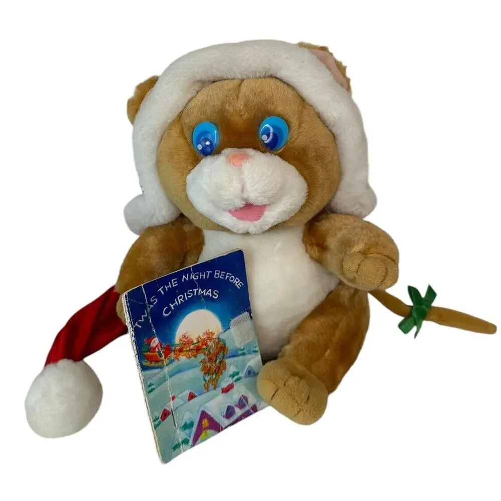 Vtg New Adventures Christmas Cat Plush Reads Twas The Night Before Christmas 10